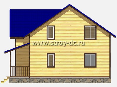 Каркасный дом, проект Д35, с мансардой, угловой террасой, многоскатной крышей, крыльцом и четырьмя спальнями, размером 9,5х9 метров, площадью 141 квадратный метр - фото проекта 4