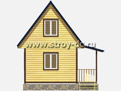 Дом из бруса, проект Д6, с мансардой, двухскатной крышей, крыльцом и одной спальней, размером 5х5,5 метров, площадью 37,5 квадратных метров - фото проекта 3