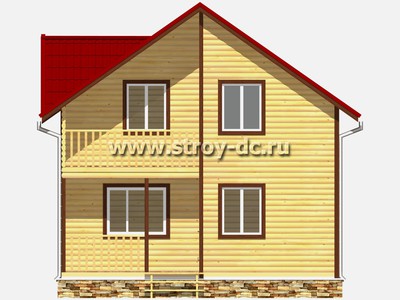 Каркасный дом, проект Д60, с мансардой, террасой, балконом, двухскатной крышей, крыльцом и двумя спальнями, размером 6х7 метров, площадью 72,9 квадратных метра - фото проекта 3