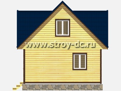 Дом из бруса, проект Д15, с мансардой, эркером, двухскатной крышей и тремя спальнями, размером 6х8 метров, площадью 74 квадратных метра - фото проекта 5