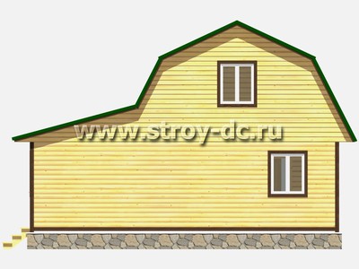 Каркасный дом, проект Д17, с мансардой, кухней-верандой, ломаной крышей и одной спальней, размером 6х9 метров, площадью 73,23 квадратных метра - фото проекта 5