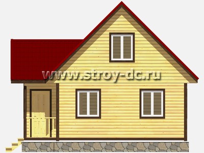 Дом из бруса, проект Д19, с мансардой, двухскатной крышей, крыльцом и тремя спальнями, размером 8х7,5 метров, площадью 83,05 квадратных метра - фото проекта 4