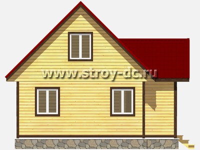 Дом из бруса, проект Д19, с мансардой, двухскатной крышей, крыльцом и тремя спальнями, размером 8х7,5 метров, площадью 83,05 квадратных метра - фото проекта 6