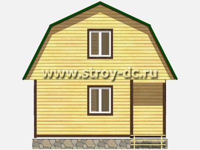 Дом из бруса, проект Д2, с мансардой, ломаной крышей, крыльцом и двумя спальнями, размером 6х6 метров, площадью 63 квадратных метра - фото проекта 3