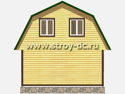 Дом из бруса, проект Д2, с мансардой, ломаной крышей, крыльцом и двумя спальнями, размером 6х6 метров, площадью 63 квадратных метра - фото проекта 5
