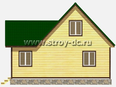 Дом из бруса, проект Д20, с мансардой, террасой, двухскатной крышей, крыльцом и тремя спальнями, размером 8,5х9 метров, площадью 96,11 квадратных метров - фото проекта 4