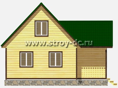 Дом из бруса, проект Д20, с мансардой, террасой, двухскатной крышей, крыльцом и тремя спальнями, размером 8,5х9 метров, площадью 96,11 квадратных метров - фото проекта 6