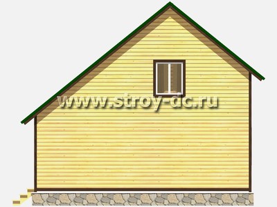 Дом из бруса, проект Д23, с мансардой, террасой, двухскатной крышей, крыльцом и двумя спальнями, размером 6х8 метров, площадью 73 квадратных метра - фото проекта 5