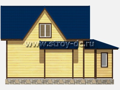 Дом из бруса, проект Д24, с мансардой, эркером, многоскатной крышей и двумя спальнями, размером 9х9,5 метров, площадью 89,53 квадратных метров - фото проекта 5