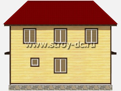 Дом из бруса, проект Д25, с балконом, эркером, полувальмовой крышей, крыльцом и четырьмя спальнями, размером 7х9 метров, площадью 99 квадратных метров - фото проекта 5