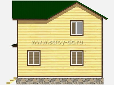 Каркасный дом, проект Д26, с угловой террасой, многоскатной крышей, крыльцом и тремя спальнями, размером 8х7,5 метров, площадью 96,39 квадратных метров - фото проекта 4