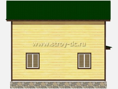 Дом из бруса, проект Д26, с угловой террасой, многоскатной крышей, крыльцом и тремя спальнями, размером 8х7,5 метров, площадью 96,39 квадратных метров - фото проекта 5