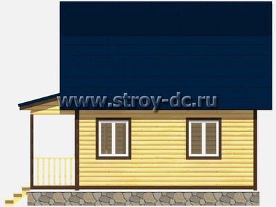 Дом из бруса, проект Д3, с мансардой, торцевой террасой, ломаной крышей, крыльцом и одной спальней, размером 6х7,5 метров, площадью 63 квадратных метра - фото проекта 4