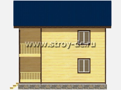 Каркасный дом, проект Д30, с угловой террасой, балконом, двухскатной крышей, крыльцом и тремя спальнями, размером 8х8 метров, площадью 116 квадратных метров - фото проекта 4