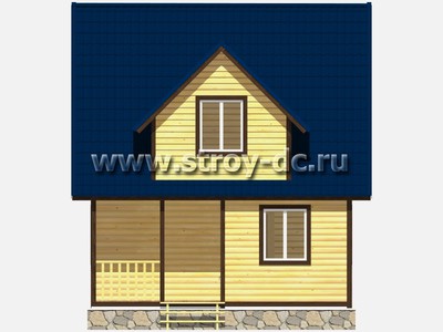 Дом из бруса, проект Д33, с мансардой, угловой террасой, двухскатной крышей, крыльцом и двумя спальнями, размером 8х6 метров, площадью 78 квадратных метров - фото проекта 4
