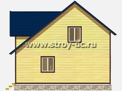 Каркасный дом, проект Д33, с мансардой, угловой террасой, двухскатной крышей, крыльцом и двумя спальнями, размером 8х6 метров, площадью 78 квадратных метров - фото проекта 5