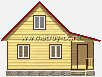 Каркасный дом, проект Д4, с мансардой, угловой террасой, двухскатной крышей, крыльцом и одной спальней, размером 6х8 метров, площадью 75 квадратных метров - фото проекта 3