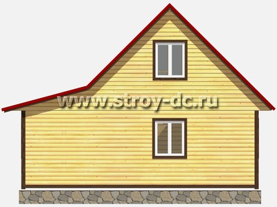 Каркасный дом, проект Д4, с мансардой, угловой террасой, двухскатной крышей, крыльцом и одной спальней, размером 6х8 метров, площадью 75 квадратных метров - фото проекта 5