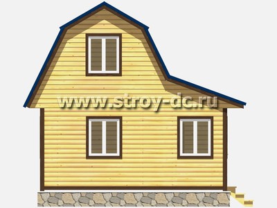 Каркасный дом, проект Д42, с мансардой, боковой верандой, ломаной крышей и одной спальней, размером 5х6 метров, площадью 37,35 квадратных метров - фото проекта 3