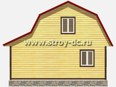 Каркасный дом, проект Д43, с мансардой, ломаной крышей, крыльцом и двумя спальнями, размером 6х7,5 метров, площадью 61,36 квадратный метр - фото проекта 5