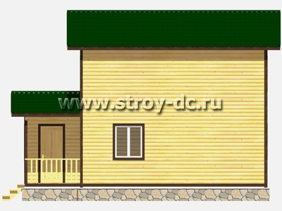 Дом из бруса, проект Д44, с террасой, двухскатной крышей, крыльцом и тремя спальнями, размером 6х9 метров, площадью 81,03 квадратный метр - фото проекта 4