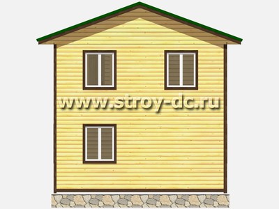 Дом из бруса, проект Д44, с террасой, двухскатной крышей, крыльцом и тремя спальнями, размером 6х9 метров, площадью 81,03 квадратный метр - фото проекта 5