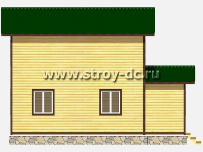 Каркасный дом, проект Д44, с террасой, двухскатной крышей, крыльцом и тремя спальнями, размером 6х9 метров, площадью 81,03 квадратный метр - фото проекта 6