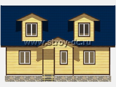 Дом из бруса, проект Д45, с мансардой, двухскатной крышей, крыльцом и тремя спальнями, размером 8х10 метров, площадью 135 квадратных метров - фото проекта 3