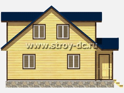 Дом из бруса, проект Д45, с мансардой, двухскатной крышей, крыльцом и тремя спальнями, размером 8х10 метров, площадью 135 квадратных метров - фото проекта 6