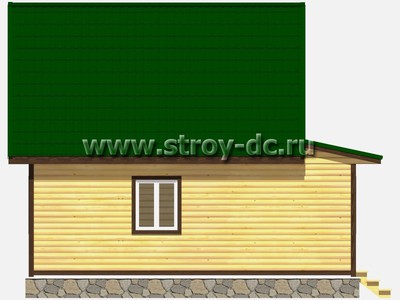 Дом из бруса, проект Д5, с мансардой, торцевой террасой, двухскатной крышей, крыльцом и одной спальней, размером 6х8 метров, площадью 75 квадратных метров - фото проекта 6
