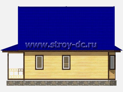 Дом из бруса, проект Д57, с мансардой, эркером, двухскатной крышей, крыльцом и двумя спальнями, размером 10х7,5 метров, площадью 94,69 квадратных метра - фото проекта 5