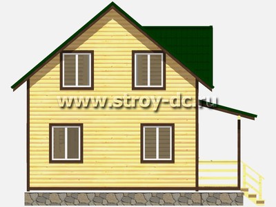 Дом из бруса, проект Д58, с мансардой, двухскатной крышей, крыльцом и двумя спальнями, размером 6х8 метров, площадью 89,8 квадратных метров - фото проекта 6