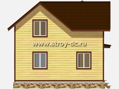 Дом из бруса, проект Д66, с мансардой, террасой, балконом, многоскатной крышей, крыльцом и четырьмя спальнями, размером 7х7 метров, площадью 82,6 квадратных метра - фото проекта 5