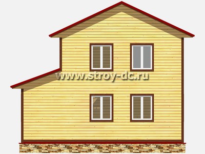 Каркасный дом, проект Д73, с боковой верандой, двухскатной крышей, крыльцом и двумя спальнями, размером 6х8 метров, площадью 75 квадратных метров - фото проекта 5