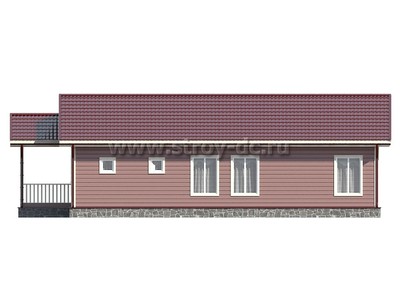 Дом из бруса, проект Д78, с террасой, многоскатной крышей и тремя спальнями, размером 9,5х17,5 метров, площадью 115,42 квадратных метров - фото проекта 4