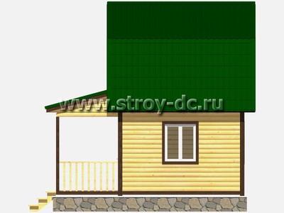 Дом из бруса, проект Д8, с мансардой, открытой террасой, ломаной крышей, крыльцом и одной спальней, размером 6х6 метров, площадью 54 квадратных метра - фото проекта 4