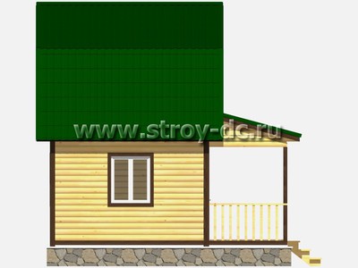 Дом из бруса, проект Д8, с мансардой, открытой террасой, ломаной крышей, крыльцом и одной спальней, размером 6х6 метров, площадью 54 квадратных метра - фото проекта 6
