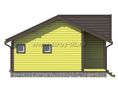 Дом из бруса, проект Д82, с террасой, многоскатной крышей и двумя спальнями, размером 8х12 метров, площадью 87,52 квадратных метров - фото проекта 3
