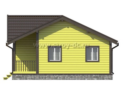 Дом из бруса, проект Д82, с террасой, многоскатной крышей и двумя спальнями, размером 8х12 метров, площадью 87,52 квадратных метров - фото проекта 5