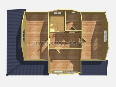 Каркасный дом, проект Д84, с мансардой, террасой, многоскатной крышей, крыльцом и четырьмя спальнями, размером 7,5х12 метров, площадью 120,48 квадратных метров - фото проекта 2