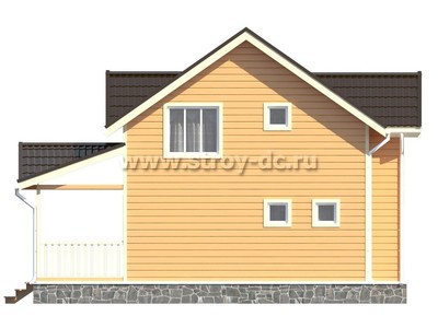 Дом из бруса, проект Д87, с террасой, балконом, двухскатной крышей, крыльцом и четырьмя спальнями, размером 9х10 метров, площадью 111,87 квадратных метров - фото проекта 5