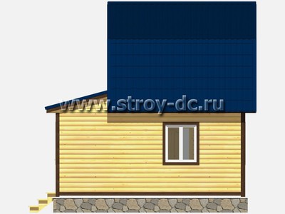 Каркасный дом, проект Д9, с мансардой, торцевой верандой, ломаной крышей и одной спальней, размером 6х6 метров, площадью 54 квадратных метра - фото проекта 4