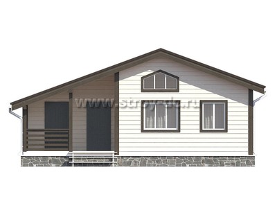 Дом из бруса, проект Д91, с террасой, двухскатной крышей, крыльцом и тремя спальнями, размером 9х10 метров, площадью 69,4 квадратных метров - фото проекта 2