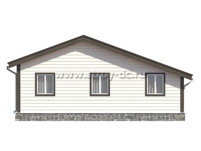 Каркасный дом, проект Д91, с террасой, двухскатной крышей, крыльцом и тремя спальнями, размером 9х10 метров, площадью 69,4 квадратных метров - фото проекта 4