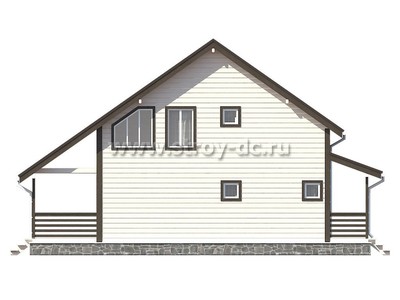 Каркасный дом, проект Д93, с мансардой, террасой, балконом, двухскатной крышей, крыльцом и тремя спальнями, размером 7х11,5 метров, площадью 102,52 квадратных метра - фото проекта 5